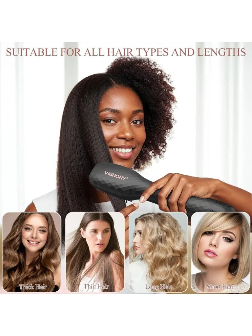 4-in-1 Ionic Hot Air Brush & Hair Dryer, Ceramic Straightening Volumizer for All
